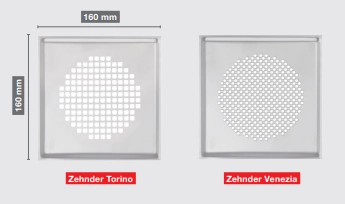 Zehnder Design-Gitter CLRF / TVA, Torino, Edelstahl 160 x 160 mm, inklusive Filter