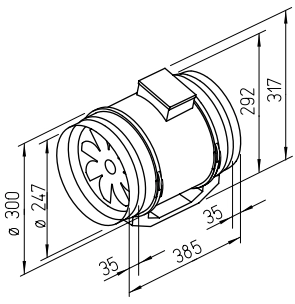 Helios MV 250, Multivent-Rohrventilator 1-PH HE/MV/250