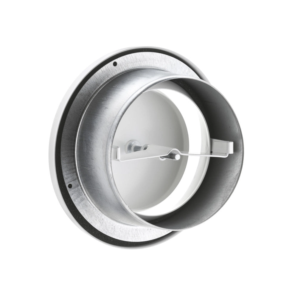 pro Abluftventil mit geradem Ventilteller, NW 080mm, Befestigung durch Klemmfedern, weiß RAL9010