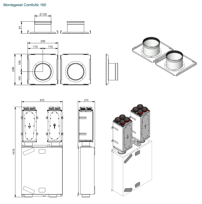 Zehnder Montageset CW-K 220 - CA 160