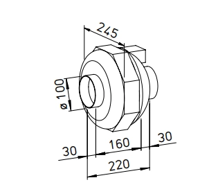 Helios Radial-Rohrventilator RRK 100, 230V einstufig (Kunststoffgehäuse) HE/RRK/100