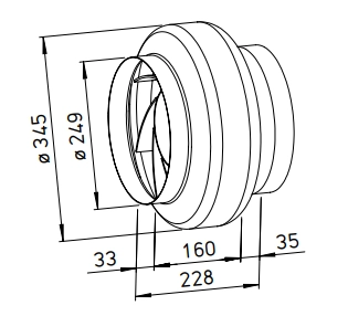 Helios Radial-Rohrventilator RR EC 250 A