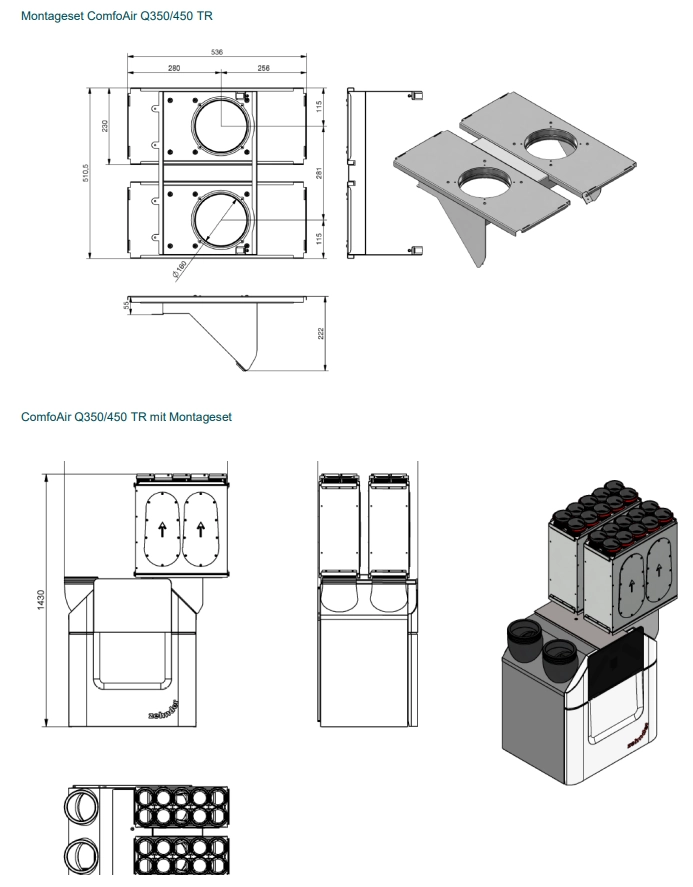 Zehnder Montageset CW-K-520 - CA Q350 / 450 TR