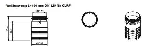 Zehnder Verlängerung 160 mm für Luftdurchlassgehäuse TVA-P und CLRF DN125