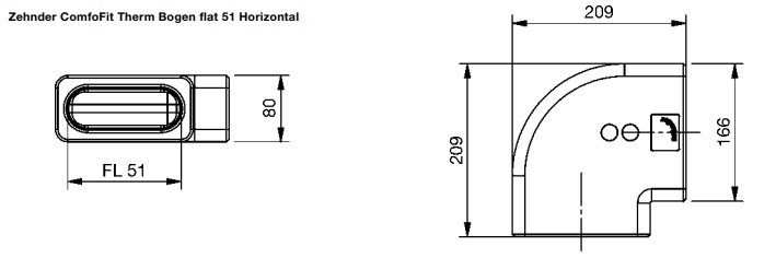 Zehnder Bogen ComfoFit Therm flat 51 Horizontal