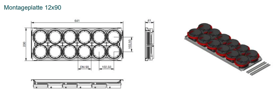 Zehnder Montageplatte CW-M 625-12DN90/P inklusive Klemmleisten