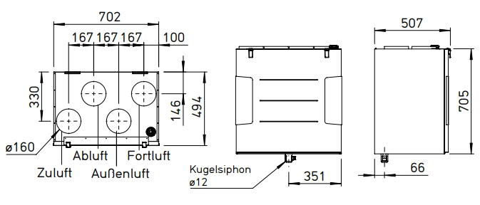 Helios Lüftungsgerät KWL 500 W R