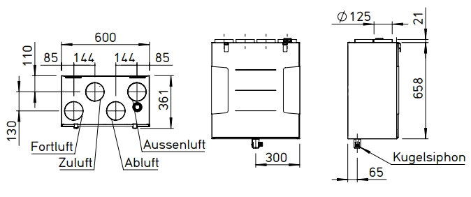 Helios Lüftungsgerät KWL 300 W R