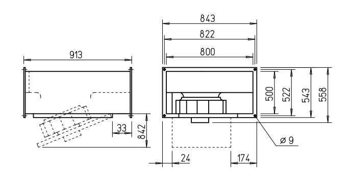 Helios Kanalventilator KRD 500/4/80/50 A