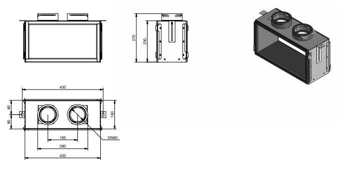 Zehnder Anschlussmodul ComfoWell Therm 420, 2x90