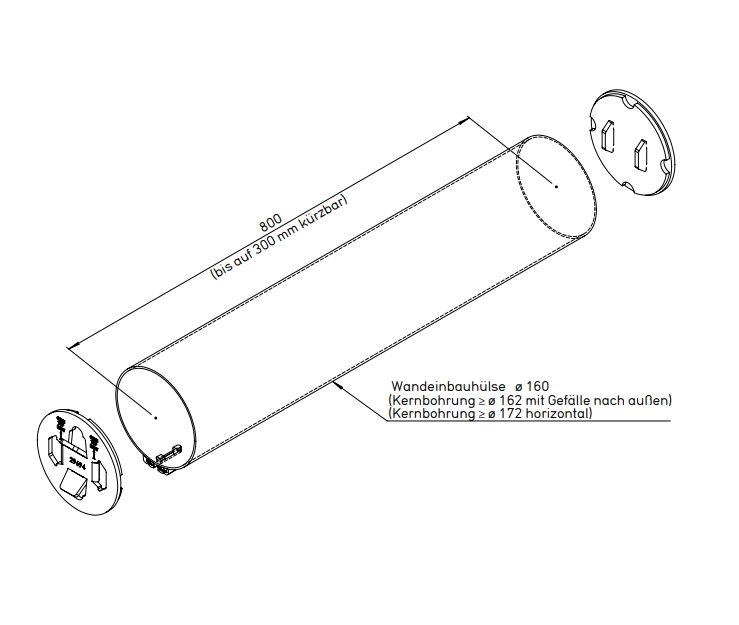 Helios KWL 45-160 Wandeinbauhülse WH-L
