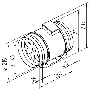 Helios MV 150, Multivent-Rohrventilator 1-PH HE/MV/150