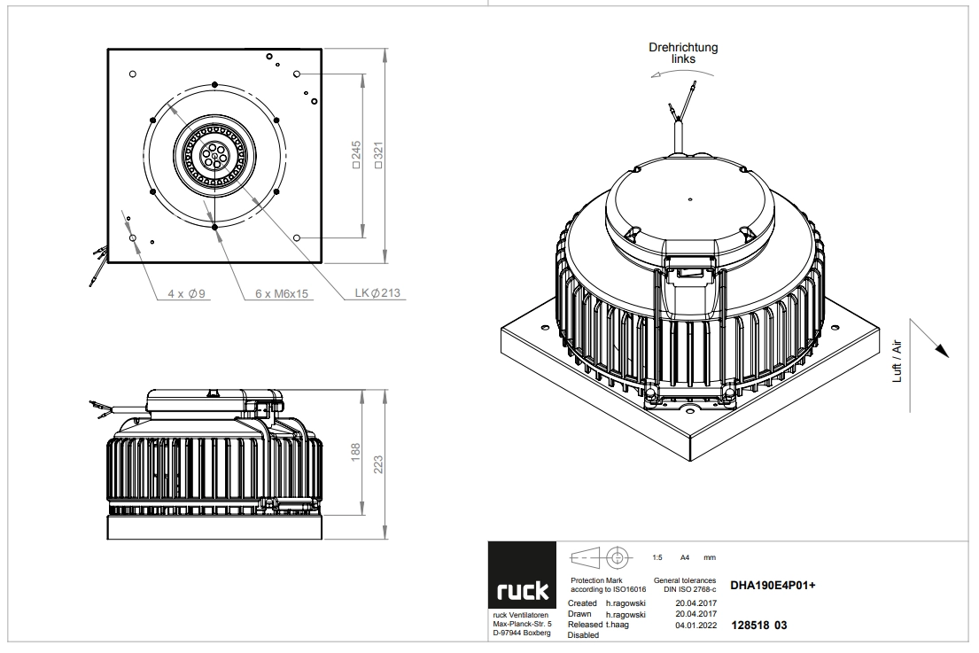 Ruck Dach-Radialventilator DHA 190 E4P 01