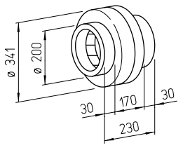 Helios Radial-Rohrventilator RRK 200, 230V einstufig (Kunststoffgehäuse) HE/RRK/200