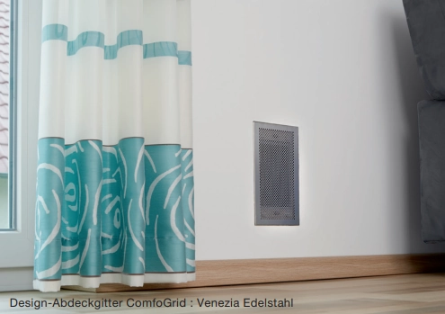 Zehnder Design-Gitter CLF, Venezia, Edelstahl, 350 x 130 mm