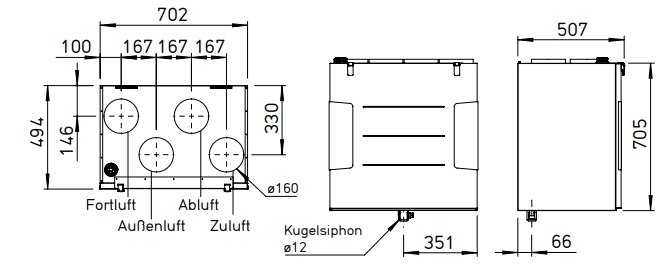 Helios Lüftungsgerät KWL 500 W ET L