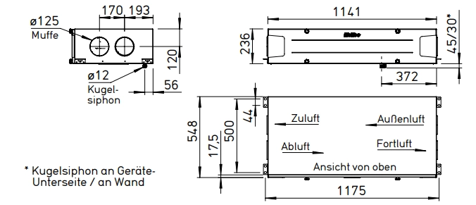 Helios Deckengerät KWL 220 D R