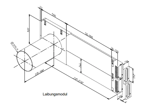 Zehnder Laibungsmodul für ComfoSpot 50, Folge 580 mm