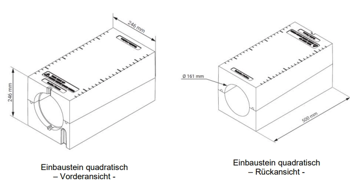 Zehnder Einbaustein quadratisch für ComfoSpot 55 Twin