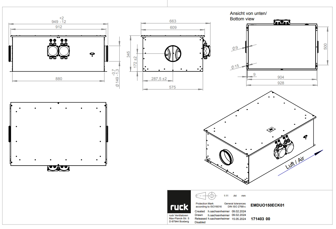 Ruck Rohrventilator EM DUO 150 EC K 01