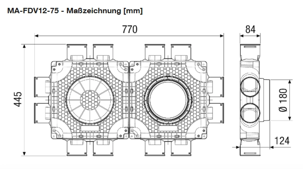Maico Flacher und kompakter doppelter Luftverteiler 12-fach MA-FDV12-75