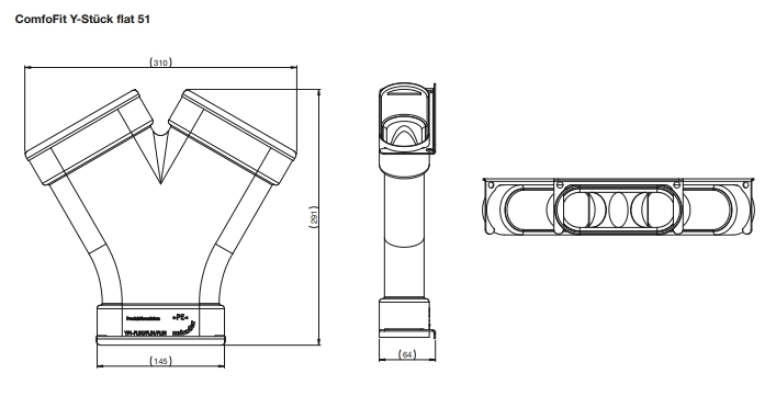 Zehnder Y-Stück ComfoFit flat 51, für ComfoTube flat 51, mit RapidLock-Verbinder