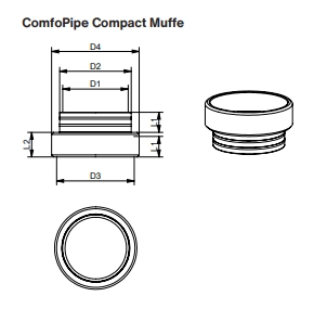 Zehnder Comfopipe Compact Muffe 200 Durchmesser 260 / 230 mm