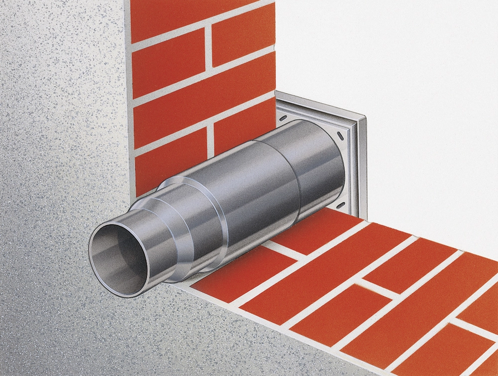 Helios TMK 125/150, Teleskop-Mauerkasten für Wand- durchführung, mit Stufen- stutzen DN 125/150/160 HE/TMK/125/150