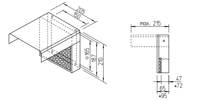 Helios VFE 70, Vorsatz-Filterelement Bauhöhe für Einbauten max. 47 mm HE/VFE/70