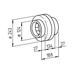 Helios Radial-Rohrventilator RR 125 C, 230V einstufig (Metallgehäuse) HE/RR/125/C
