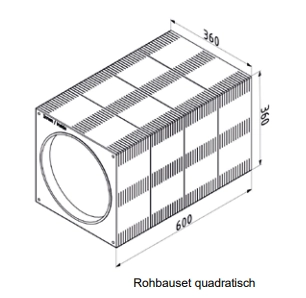 Zehnder Wandeinbaurohr quadratisch für ComfoSpot 50, Länge 600 mm