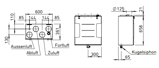 Helios Lüftungsgerät KWL 200 W ET L