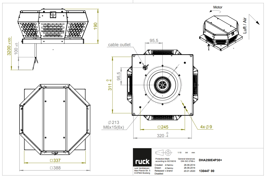 Ruck Dach-Radialventilator DHA 250 E4P 30