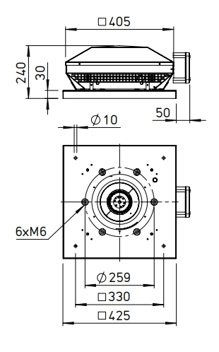 Helios Horizontal-Dachventilator RDW EC 225 A