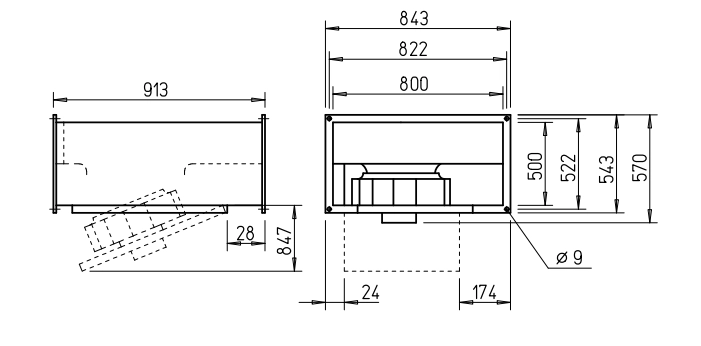 Helios Kanalventilator KRW 500/4/80/50