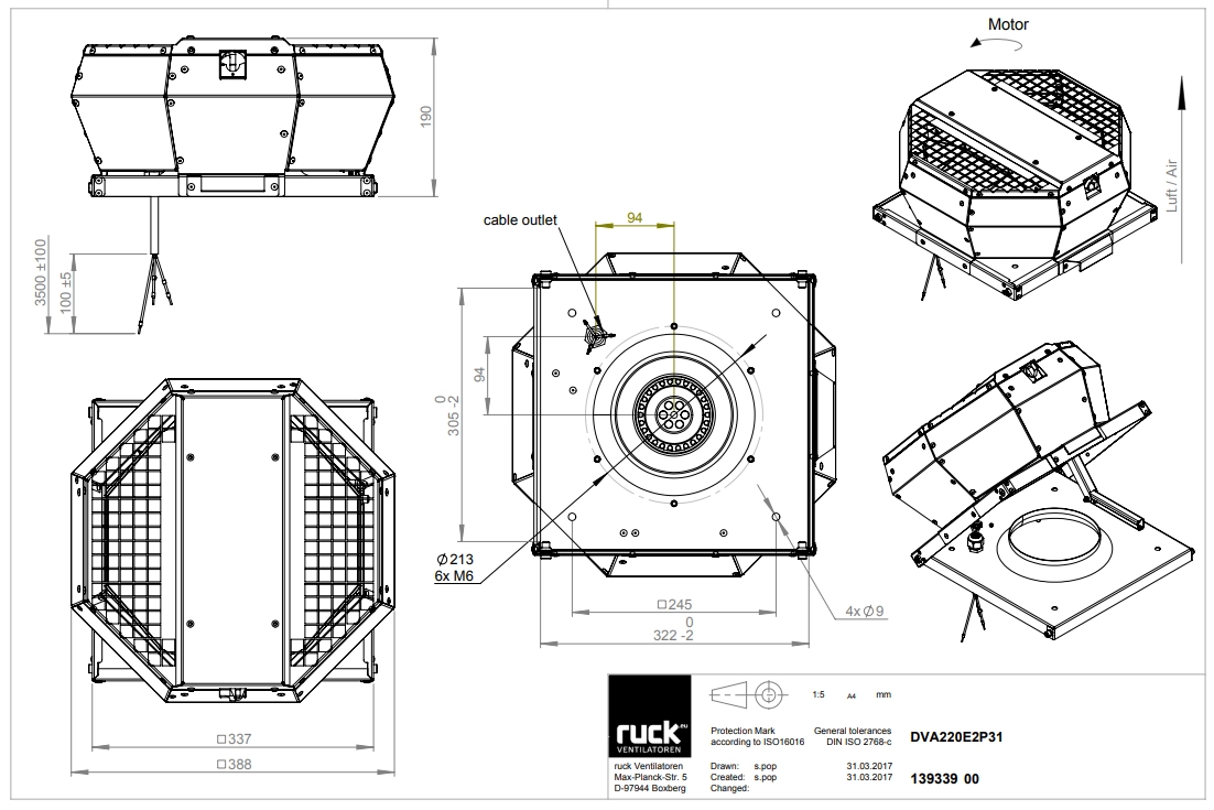 Ruck Dach-Radialventilator DVA 220 E2P 31