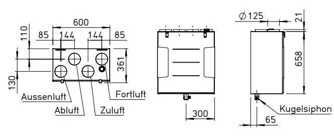 Helios Lüftungsgerät KWL 300 W ET L