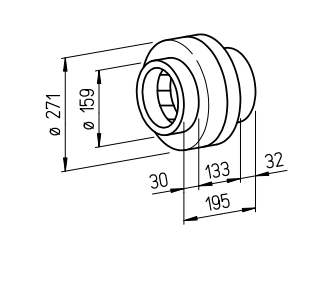 Helios Radial-Rohrventilator RR 160 B, 230V einstufig (Metallgehäuse) HE/RR/160/B