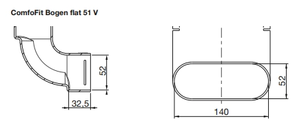 Zehnder Bogen flat 51 V, 90 Grad, vertikal