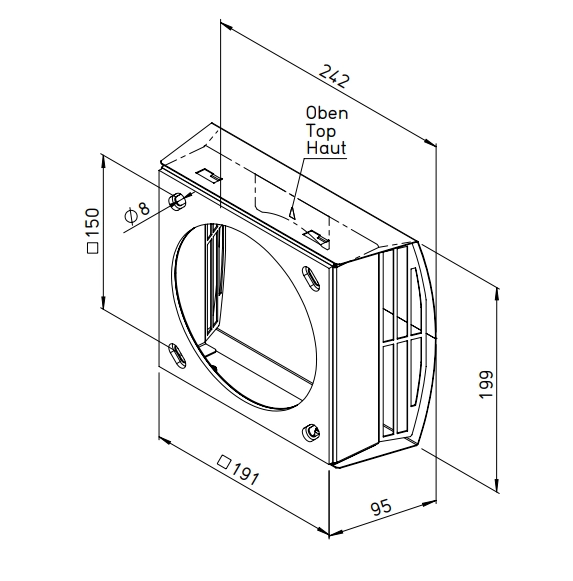 Helios Fassadenblende FBT-E für KWL 45-160 aus Edelstahl