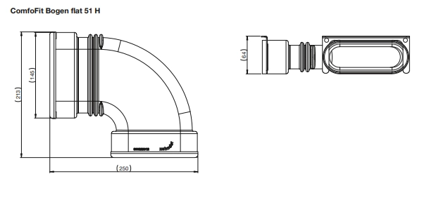 Zehnder Bogen flat 51 H, 90 Grad, horizontal