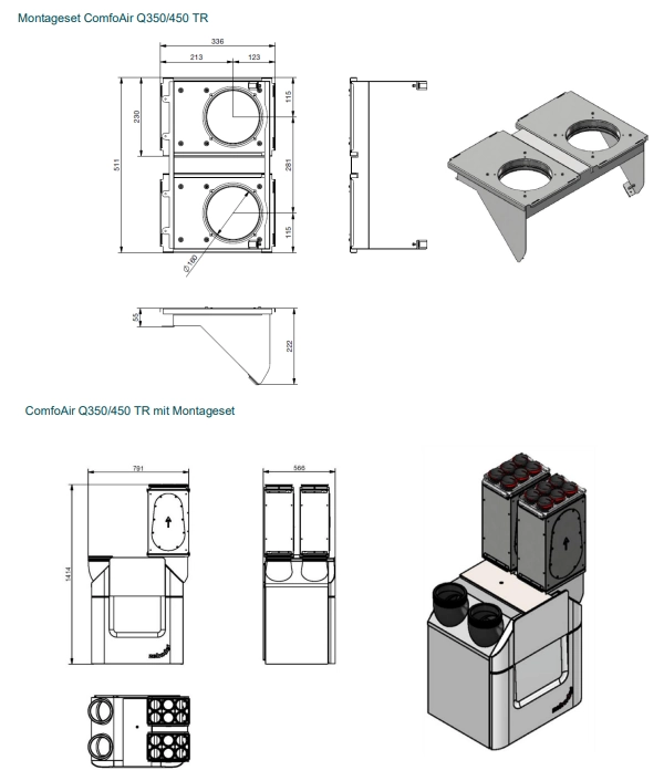 Zehnder Montageset CW-K-320 - CA Q350 / 450 TR