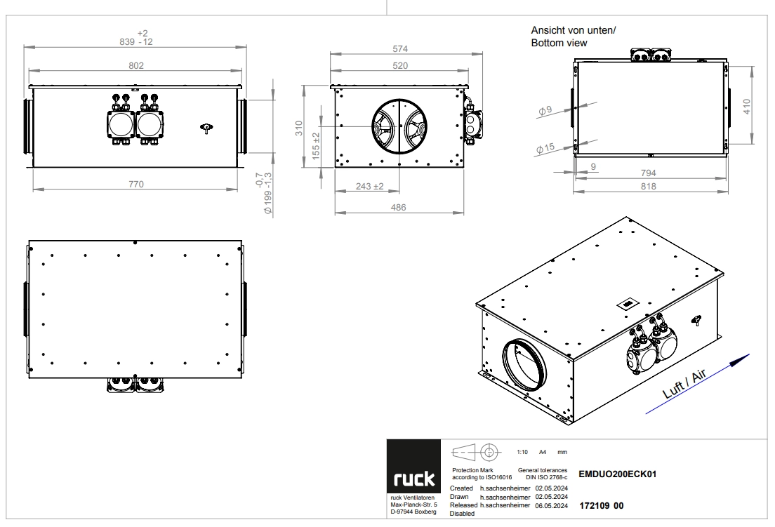 Ruck Rohrventilator EM DUO 200 EC K 01