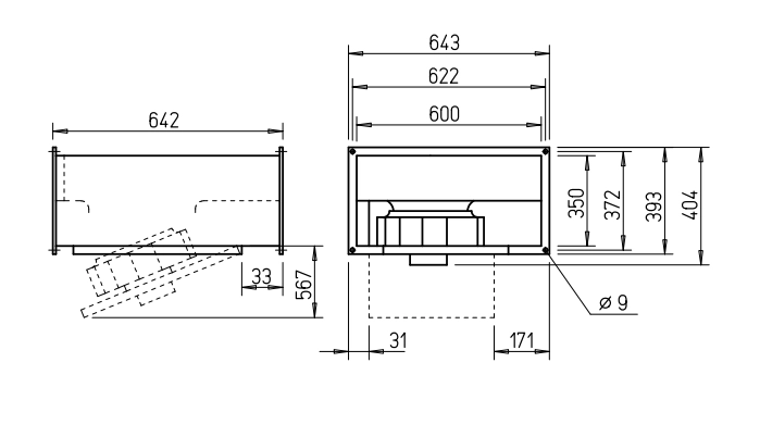 Helios Kanalventilator KRD 355/4/60/35