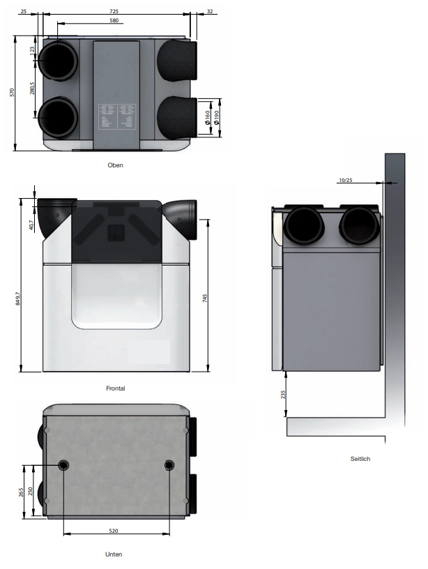 Zehnder Komfort-Lüftungsgerät ComfoAir Q450 TR mit integriertem Display
