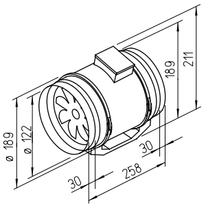 Helios MV 125, Multivent-Rohrventilator 1-PH HE/MV/125