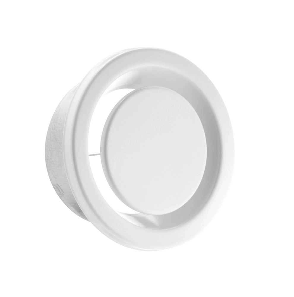 pro Abluftventil mit geradem Ventilteller, NW 080mm, Befestigung durch Klemmfedern, weiß RAL9010