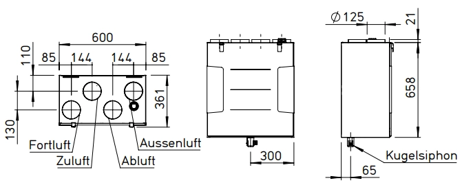 Helios Lüftungsgerät KWL 200 W ET R