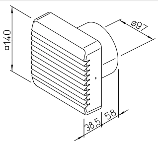 Helios HR 90 KE, Minilüfter mit Kugellager und elektr. Verschlußklappe HE/HR/90/KE